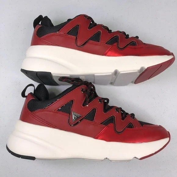 GUESS Tane Dark Red Low Top Sneakers - Picture 2 of 9